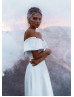 Off Shoulder White Satin Elegant Wedding Dress